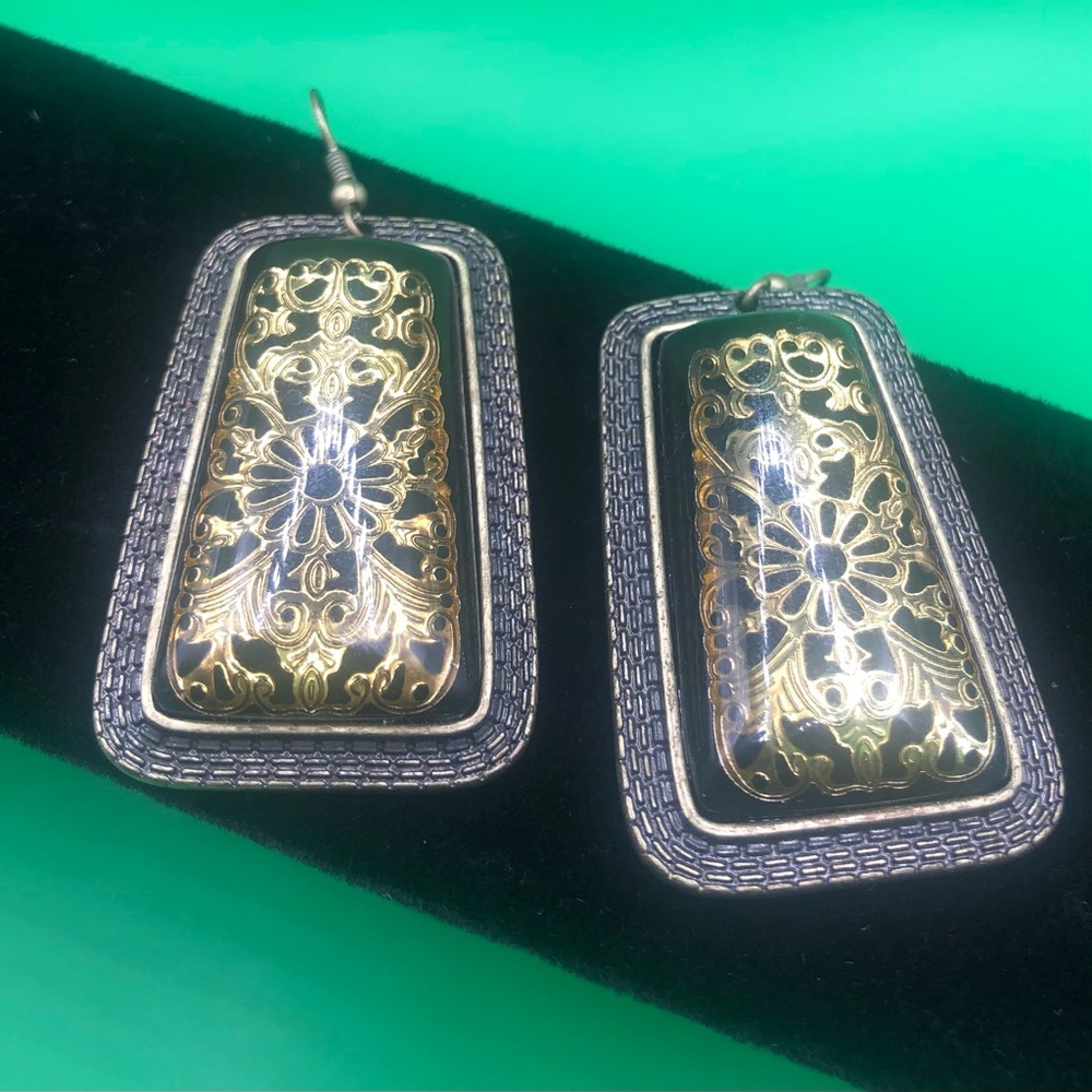 Rare Indonesia Rectangular Dangle Earrings - image 3